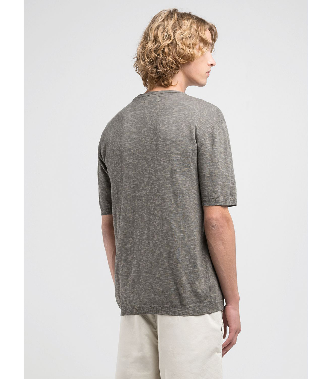 スラブコットンビスコース メランジ半袖ニット 詳細画像 ピスタチオ 2